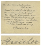 Julius Streicher Autograph Note Signed -- Streicher Demands a Meeting With a Prison Officer During Nuremberg